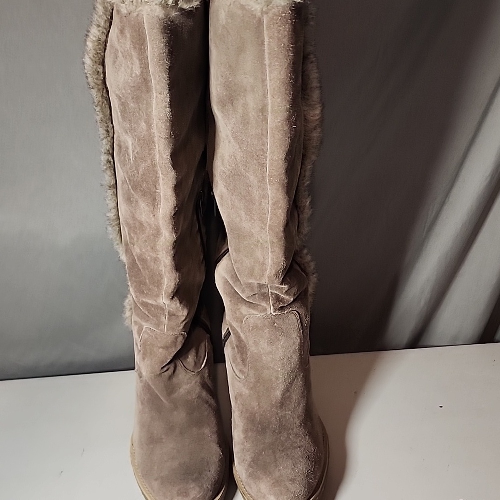 Nine West Fur-Trimmed Heeled Boots - Picture 2 of 8